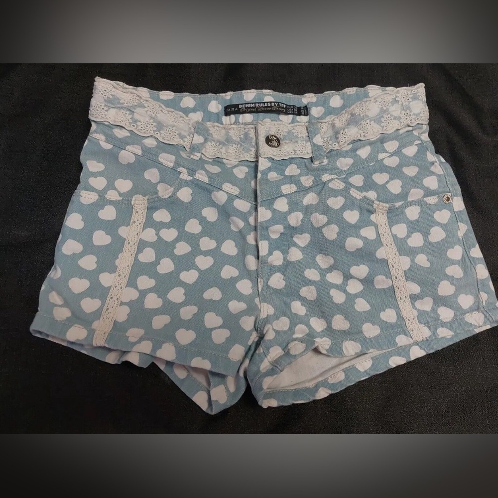 Zara Shorty Shorts Denim Rules by TRF Heart and Lace Shorts